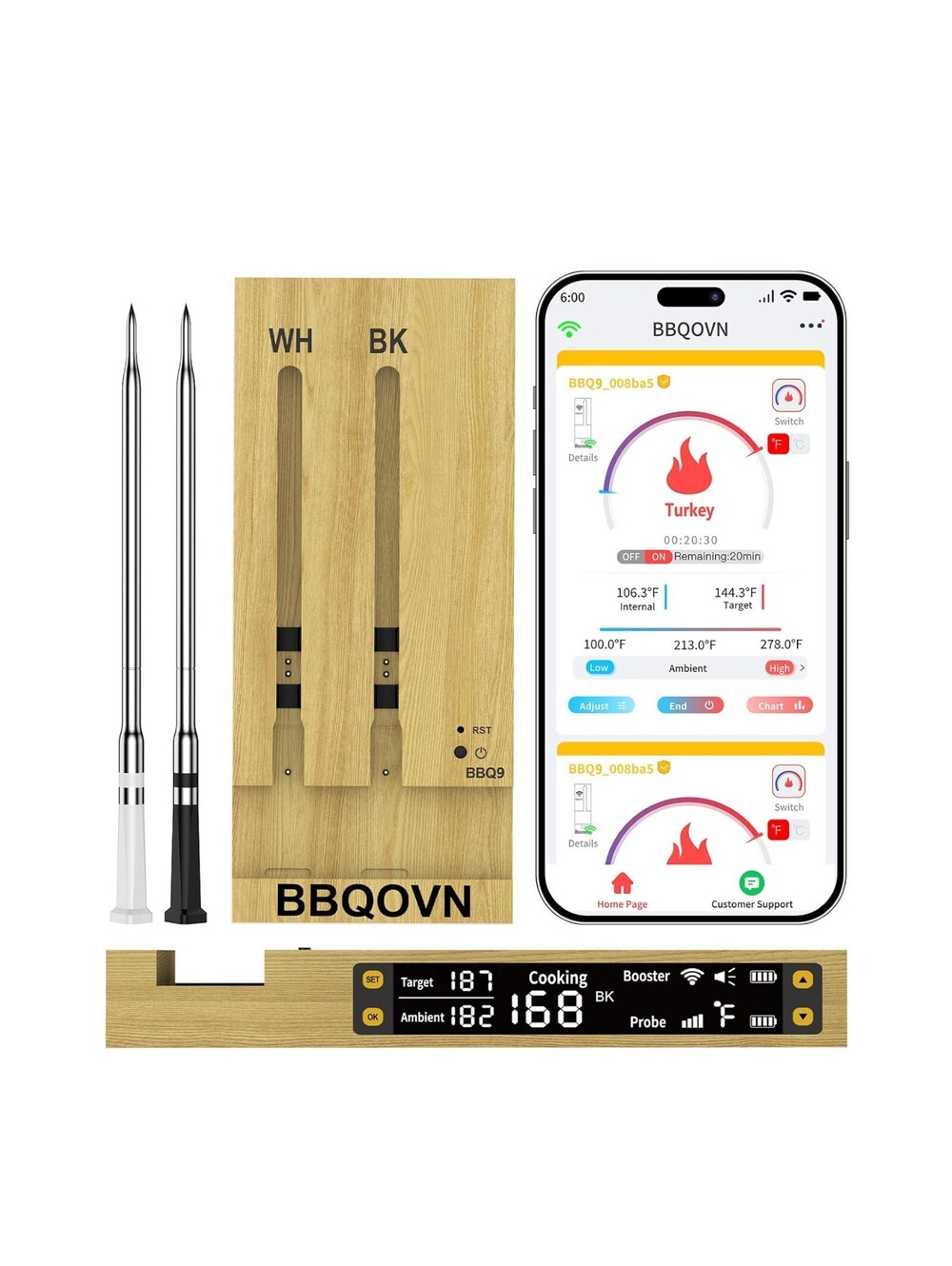 Btclink WIFI Wireless Meat Thermometer Unlimited Range 7 NIST Certified Accuracy